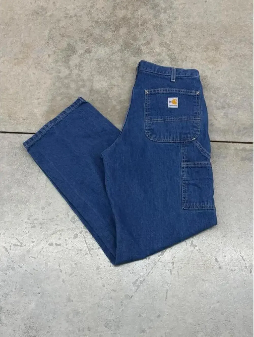 vintage carhartt dark blue relaxed baggy fit carpenter jeans size 33 x 30